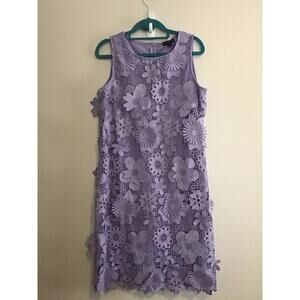 Nina Leonard embroidered lilac mini dress size medium new from HSN